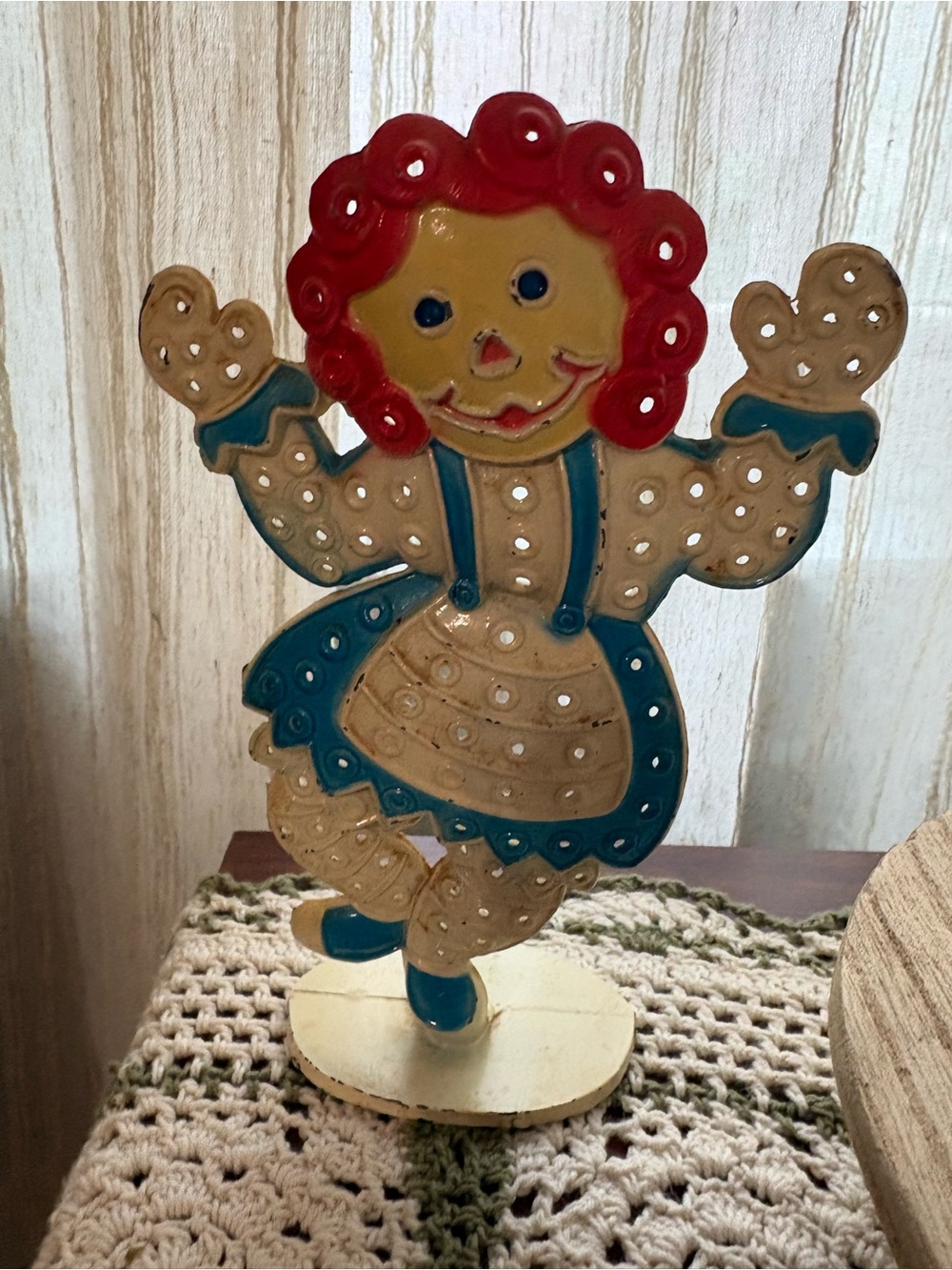 Vintage Raggedy Ann Earring Tree Stand 6”